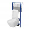 CERSANIT - Set C30 - stelaż podtynkowy AQUA 50 MECH QF + miska zawieszana CREA SQUARE CleanOn + deska SLIM antybakteryjna, wolnoopadająca, z funkcją łatwego wypinania  S701-809
